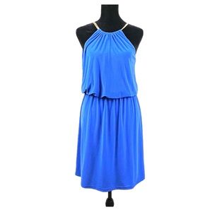 MSK Royal Blue Dress with Gold Tones Snake Chain Halter Top